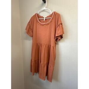 Matilda Jane Fall Homeroom Burnt Orange Autumn Dress Size Large pockets cotton